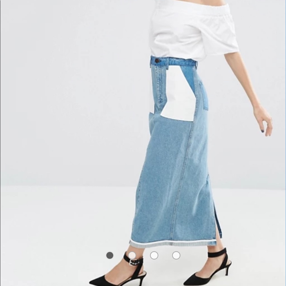 ASOS - Long Denim ColourBlock Skirt - 6